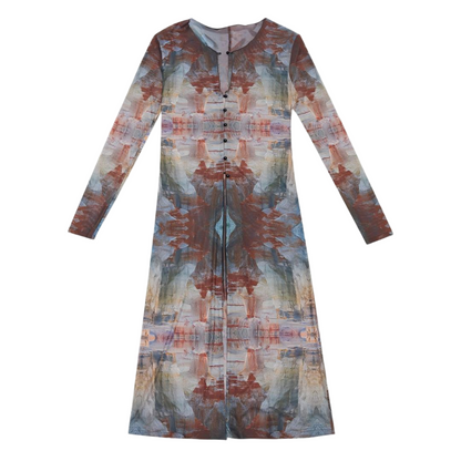 Vintage Print Sheer Tie-Waist Maxi Kimono - view 4