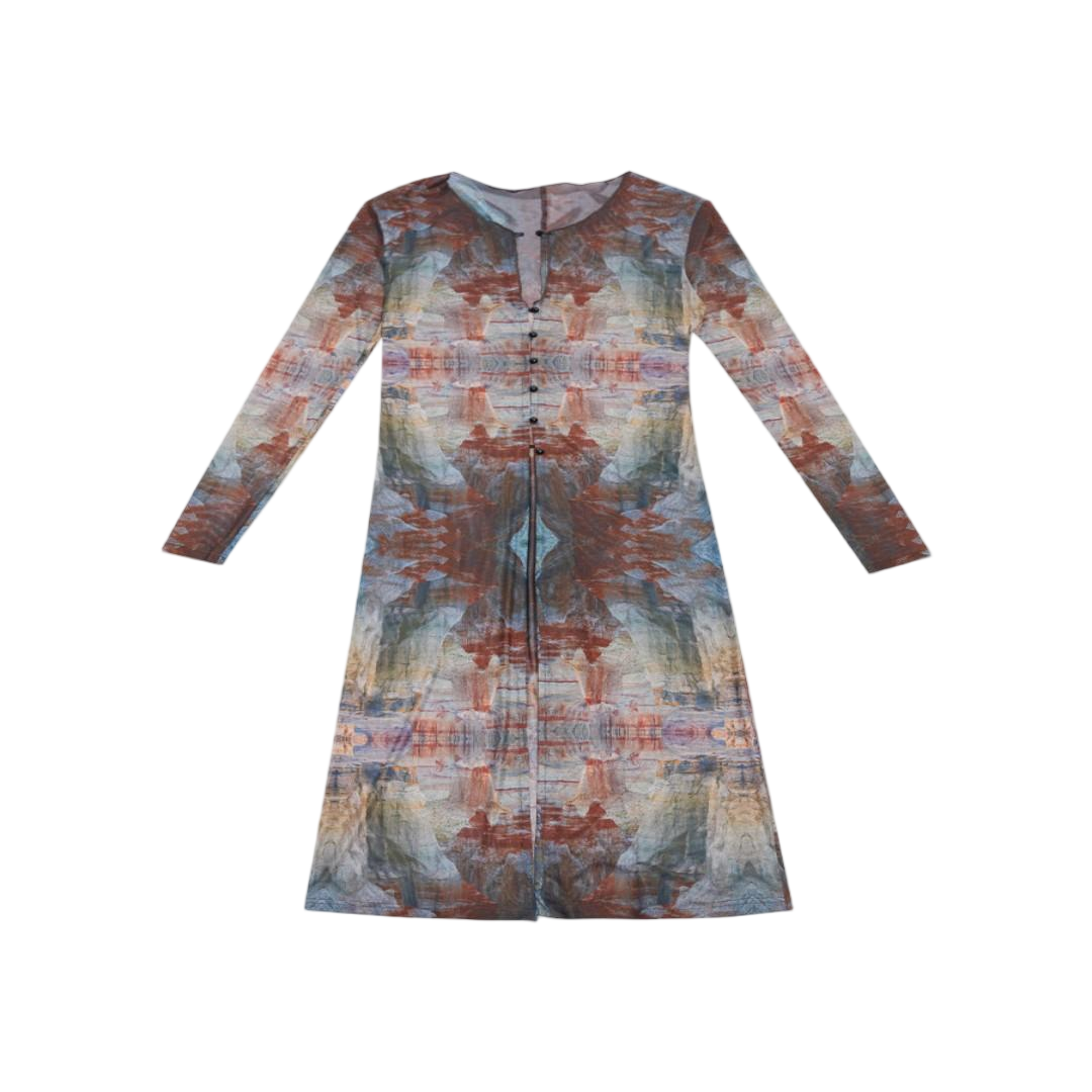 Oil Painting Print Sheer Longline Kimono Cover-Up - view 5