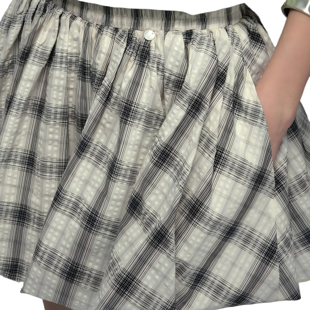 Crinkle Gingham Shell Appliqué Mini Skirt - view 3