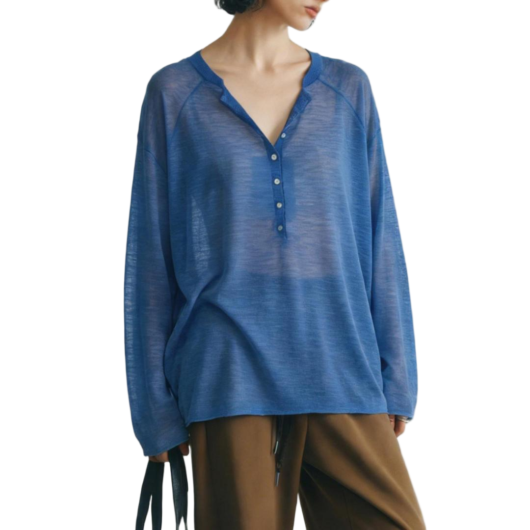 Oversized Drop Shoulder Sheer Long Sleeve Tee - view 4