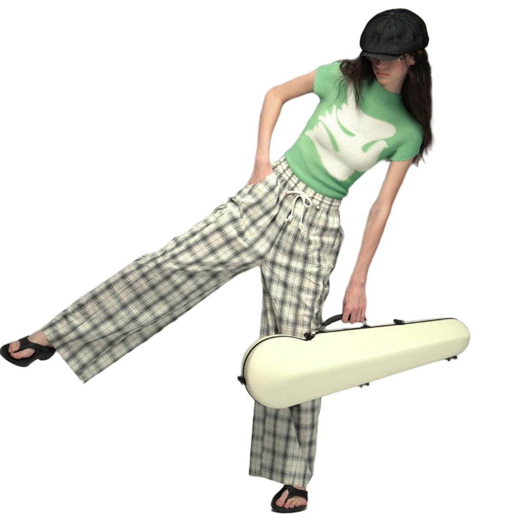 Pleated Gingham Relaxed Fit Tee - view 4