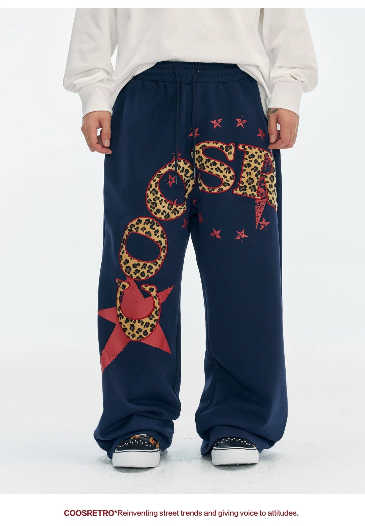 Graphic Star Embroidered Sweatpants styled look