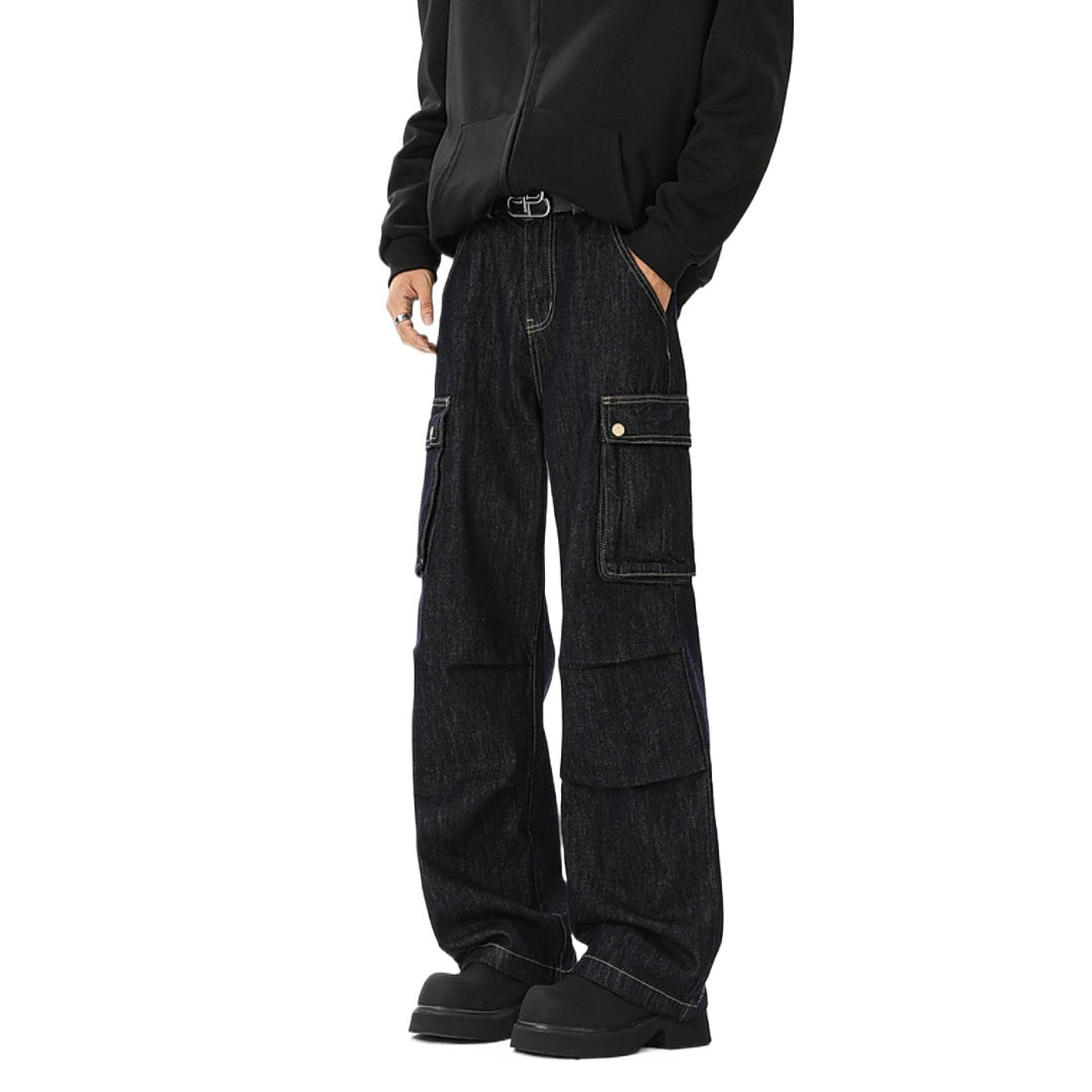 Big Pockets Retro Pleated Jeans