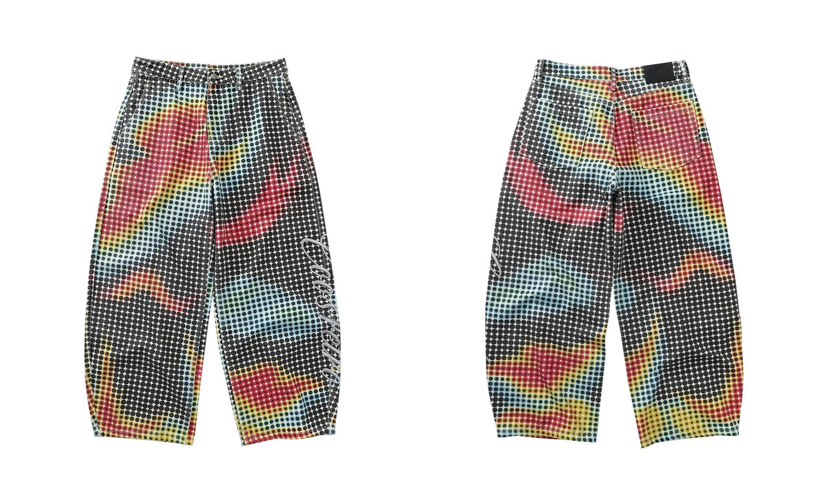 Gradient Camo Wide-Leg Pants front and back flat