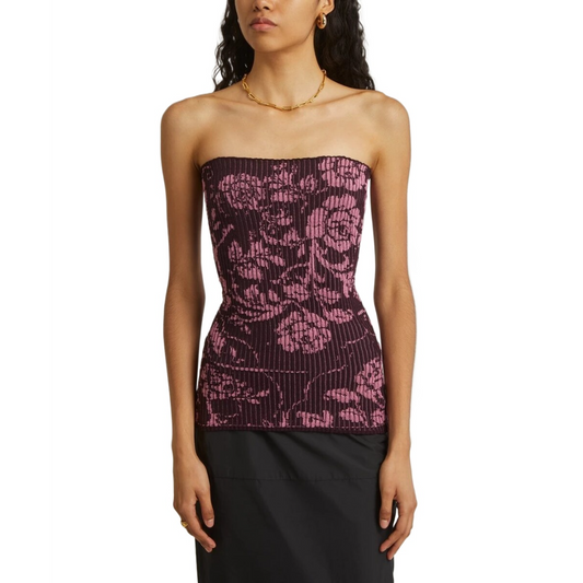 Rose Print Wrap Wool Vest