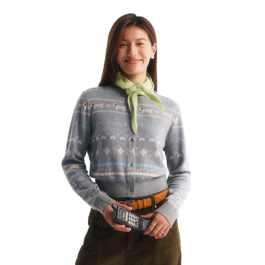 Áo khoác cardigan dệt jacquard bằng len