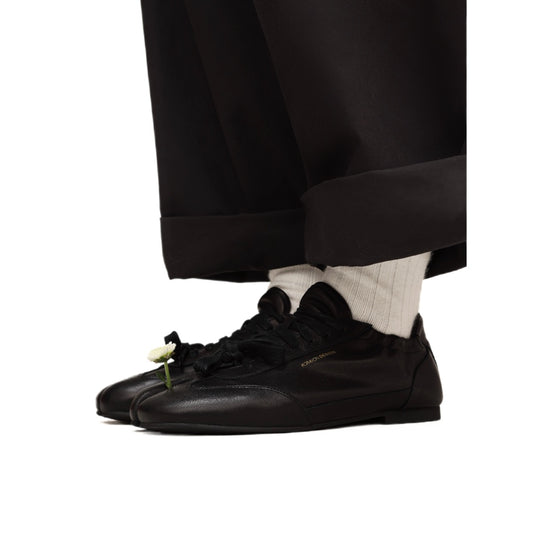 Black Tabi split toe sneakers side view