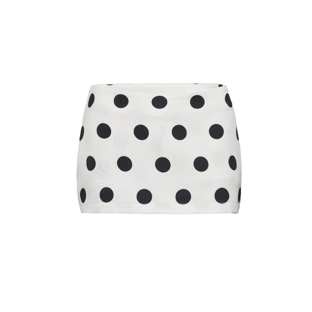 Low-Rise Polka Dot Satin Skirt