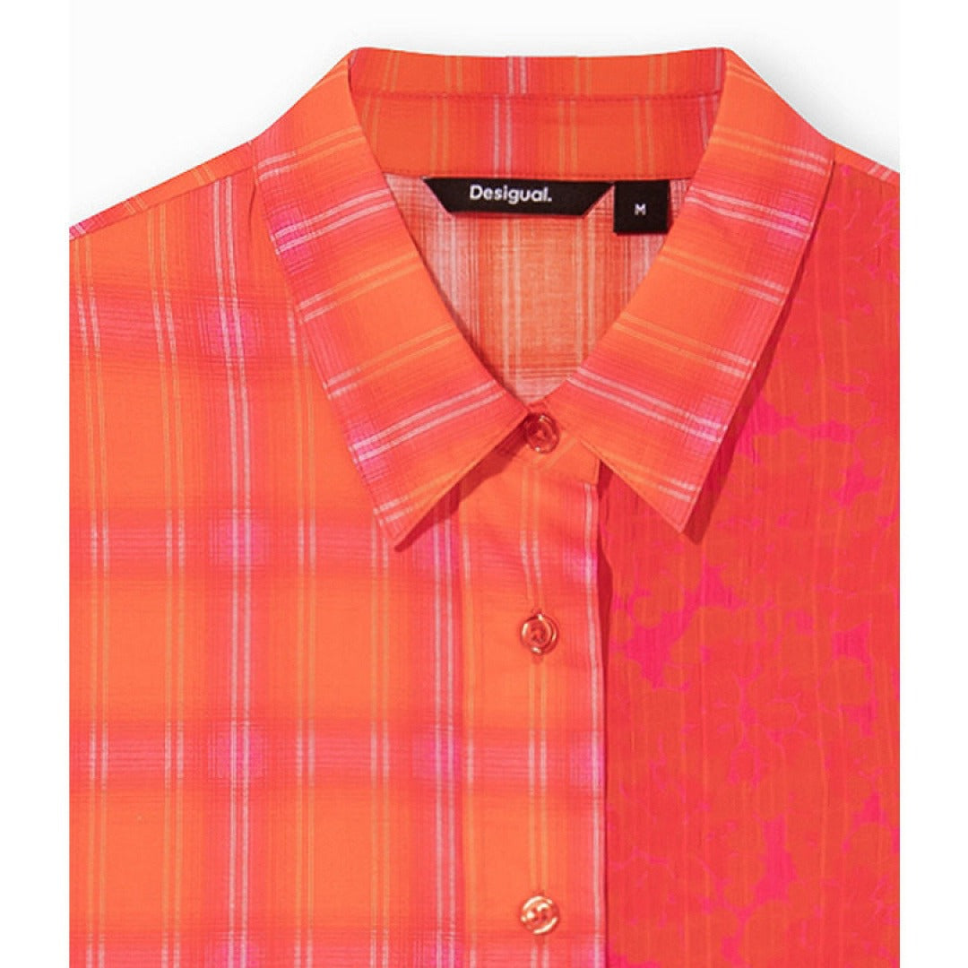 Loose Fit Plaid Patchwork Printed Shirt