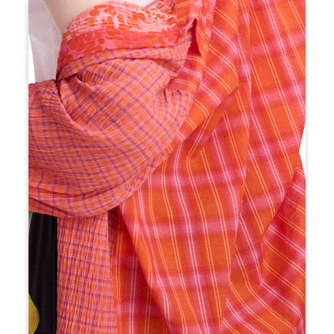 Loose Fit Plaid Patchwork Printed Shirt