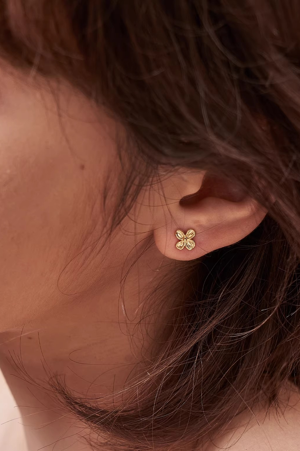 Fugui Mini Osmanthus Stud Earrings — worn by a model