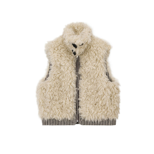 Reversible Plaid Horn Button Vest