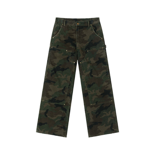 Vintage Camo Cargo Pants & Matte Coated Denim Jeans