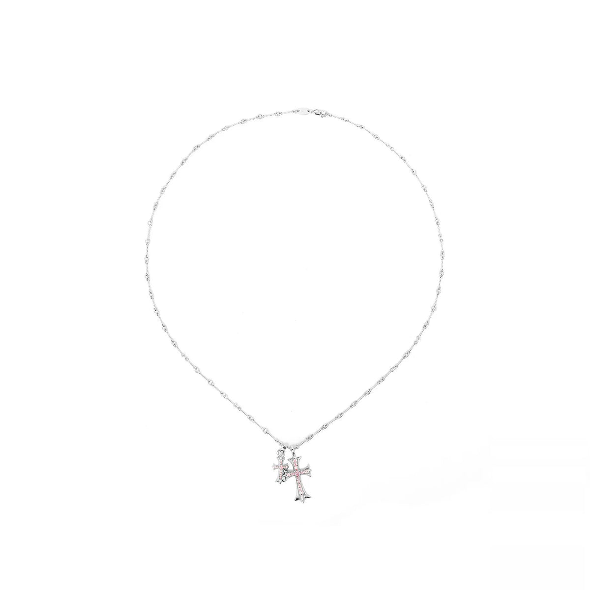 24K Gold-Plated Double Cross Crystal Necklace