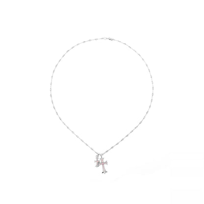 24K Gold-Plated Double Cross Crystal Necklace