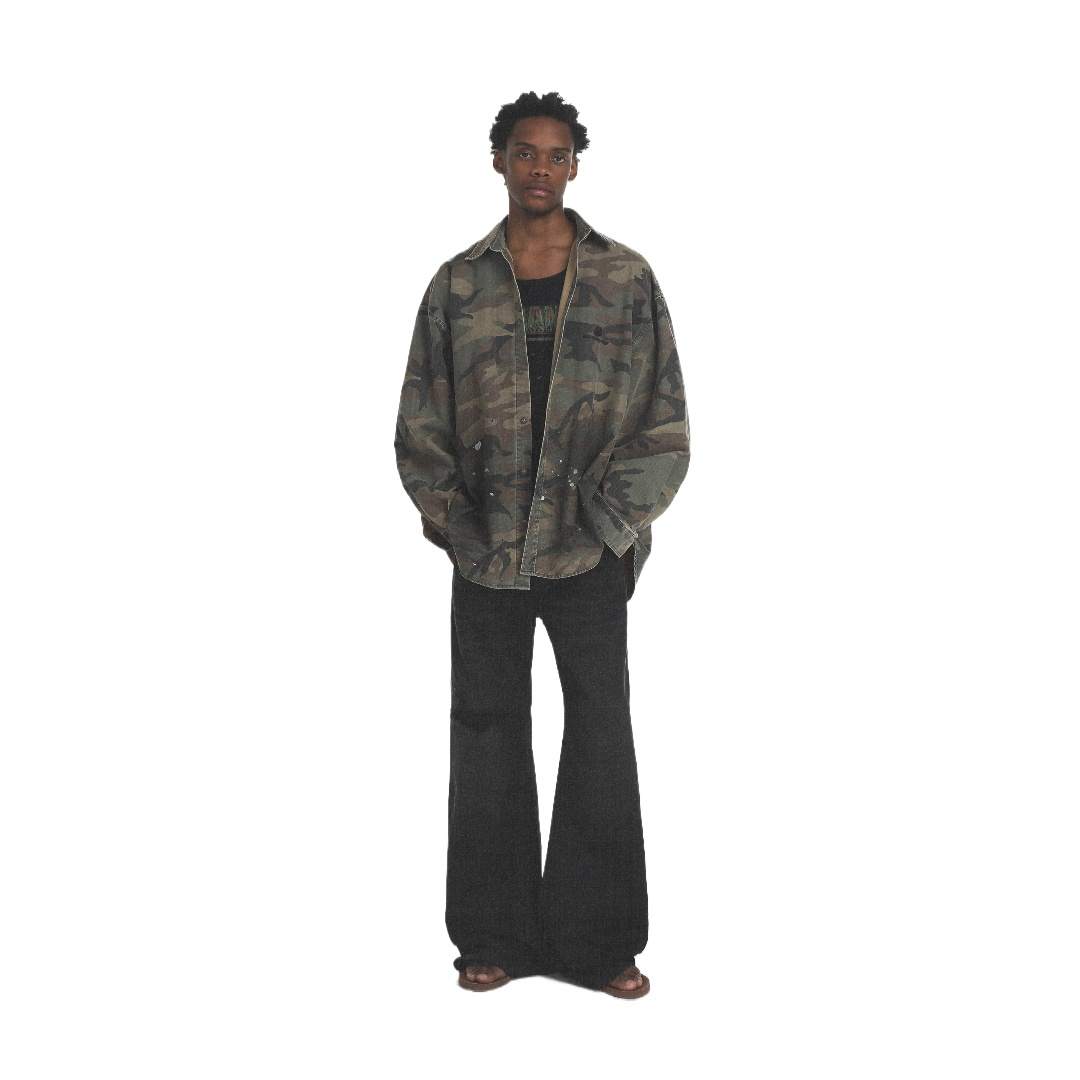 Cotton Splatter Camo Long Sleeve Shirt Jacket