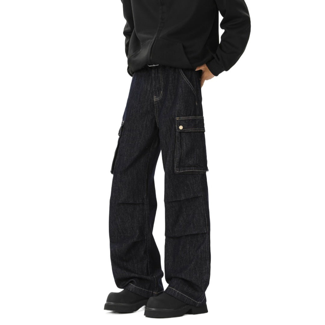 Big Pockets Retro Pleated Jeans