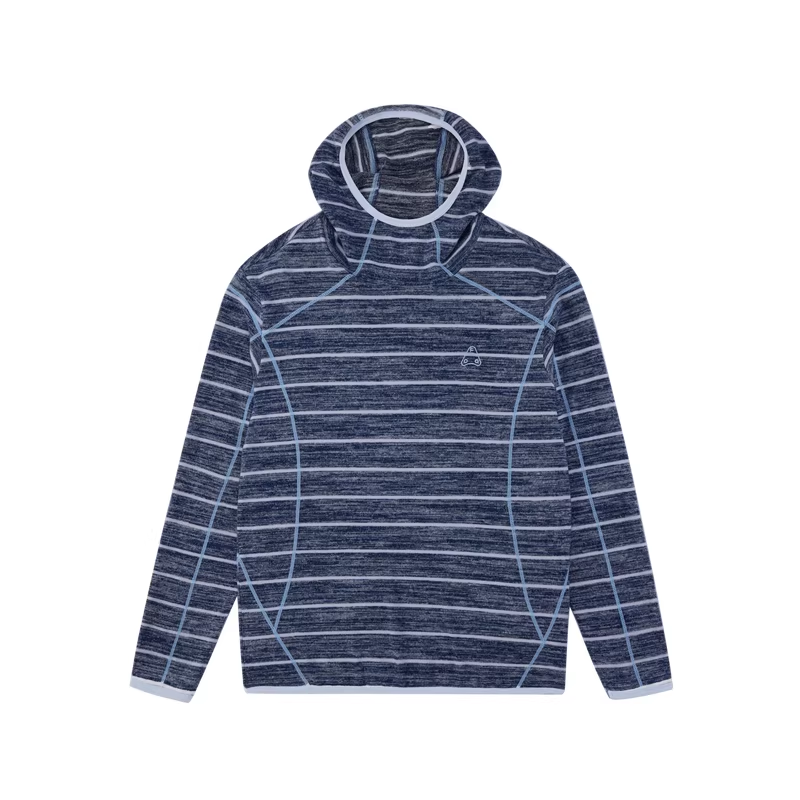 Striped Textured-Knit Hoodie