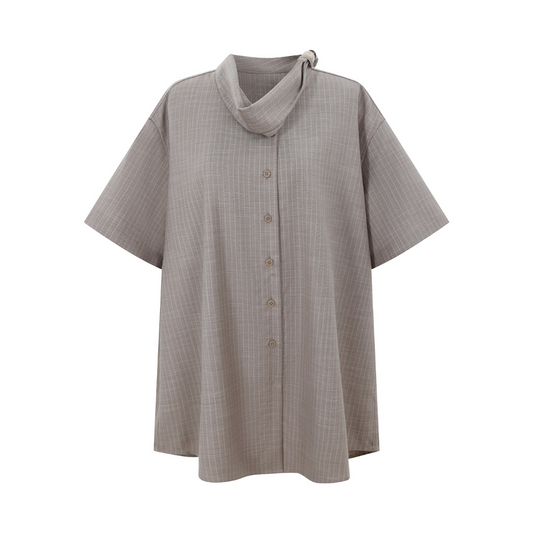 Dark Stripe Beaded Shoulder Blouse
