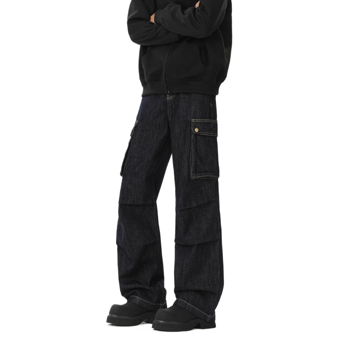 Big Pockets Retro Pleated Jeans