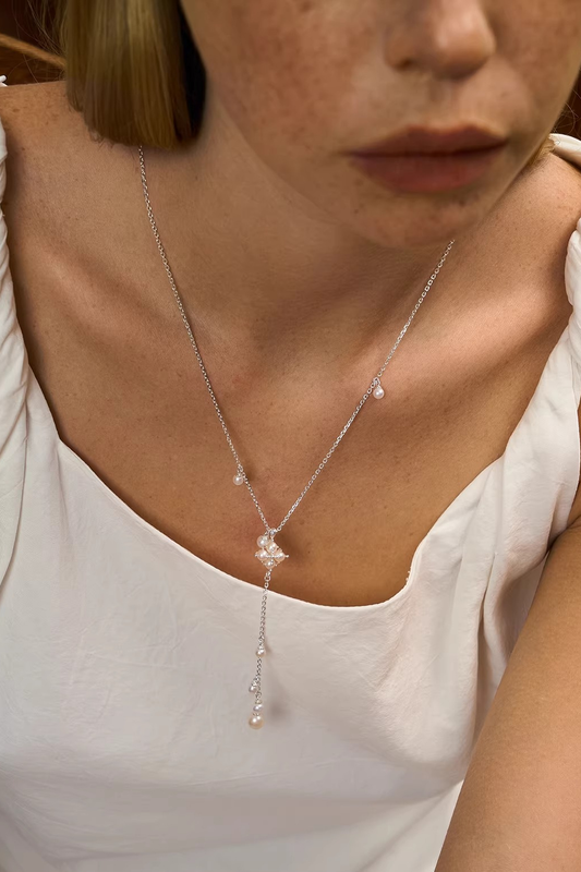 Freshwater Pearl Bib Necklace — worn by a model