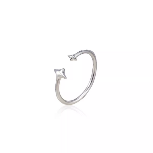 Asymmetric Double Star Earrings & Ring