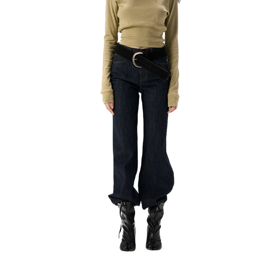 Mid-Rise Straight Wide Leg Jeans