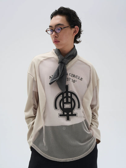 7440 37 1 Badge Cutout Mesh Long-Sleeve T-Shirt