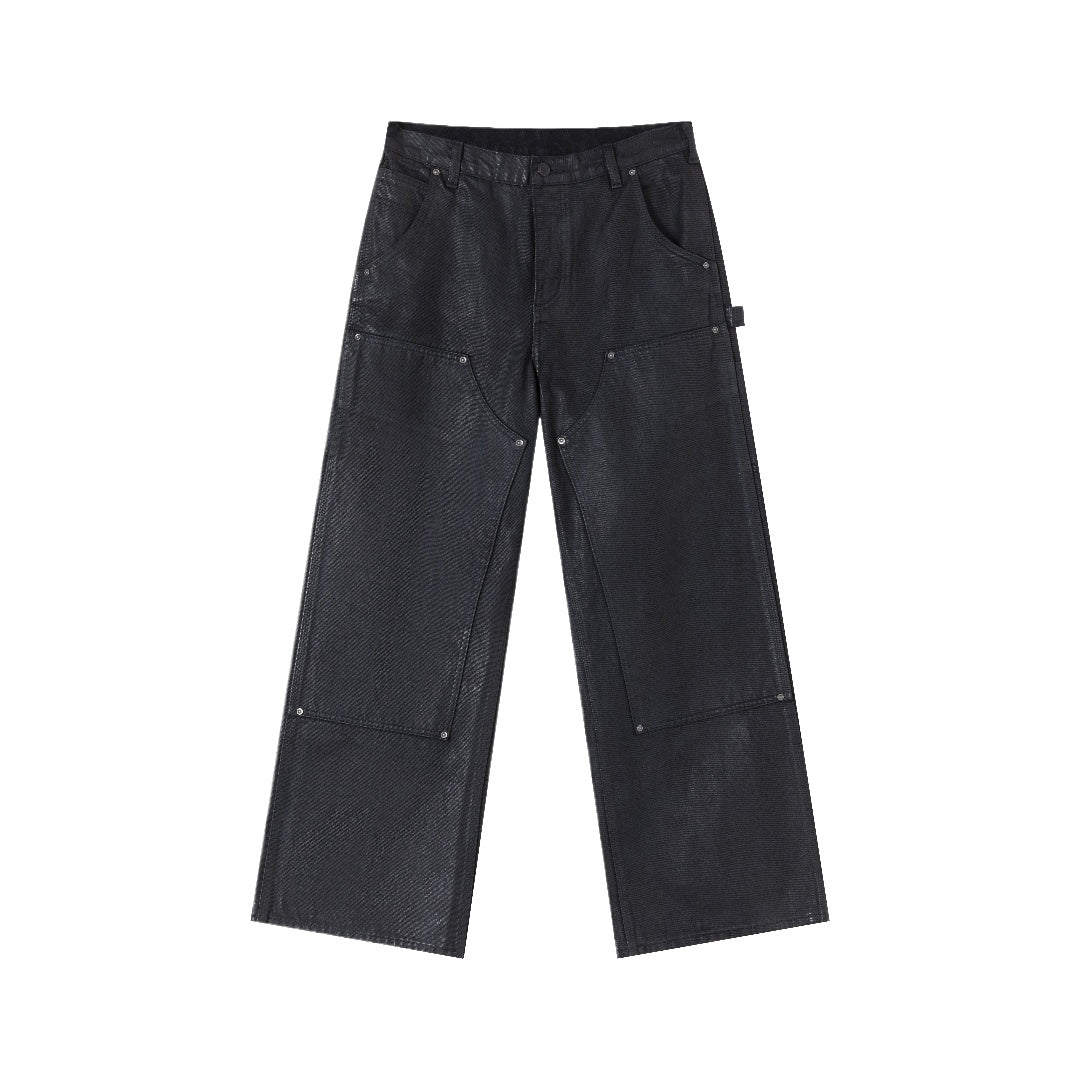 Vintage Camo Cargo Pants & Matte Coated Denim Jeans