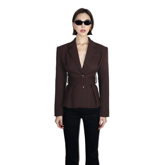 Belted Structured Slim Jacket