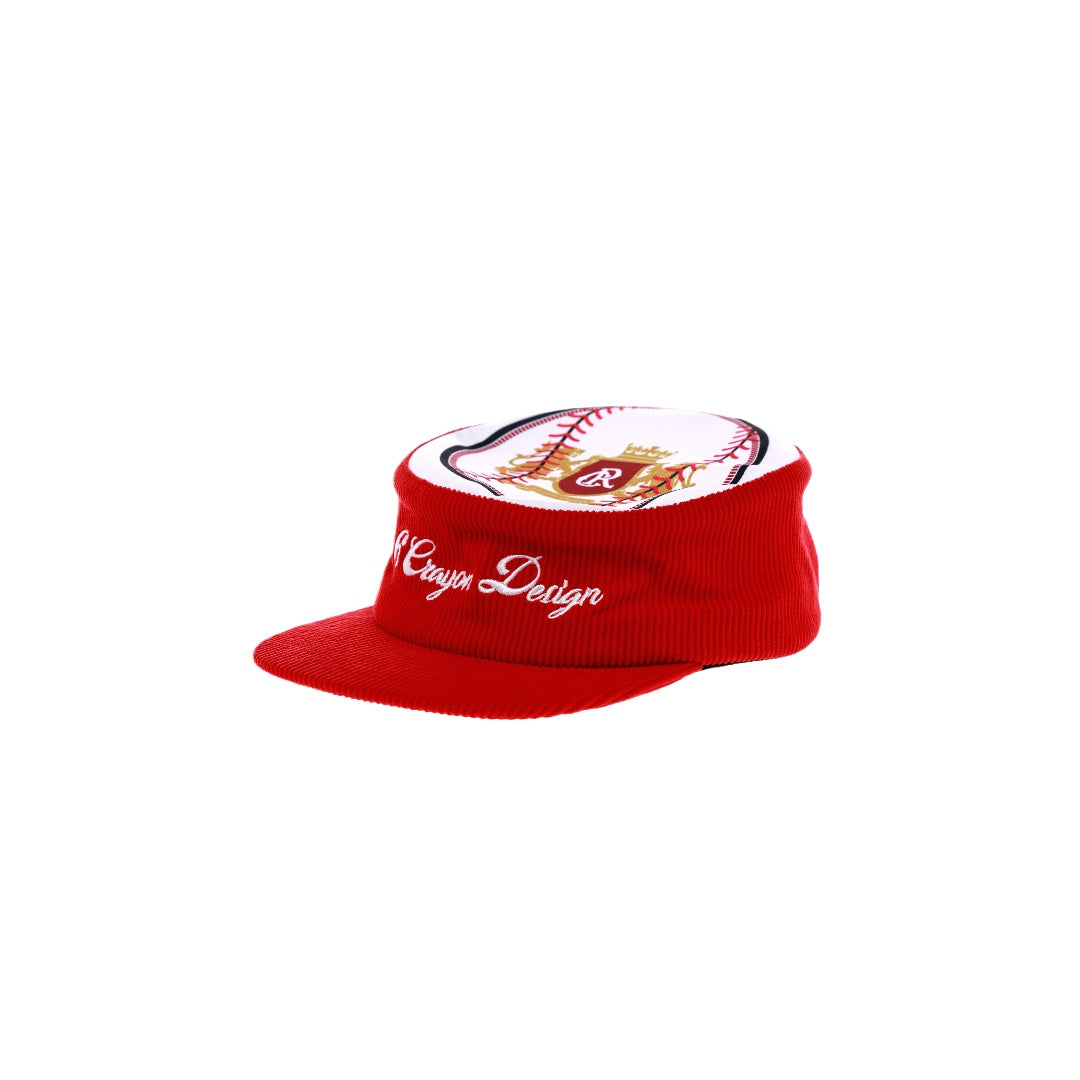 Red Corduroy Flat Top Baseball Cap