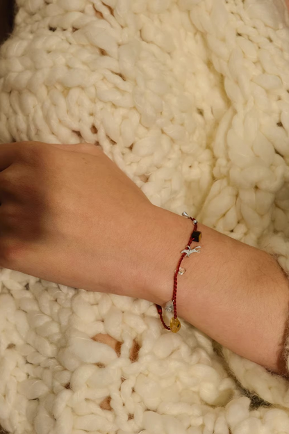 Log Cabin Pony Red Cord Necklace & Bracelet — worn by a model