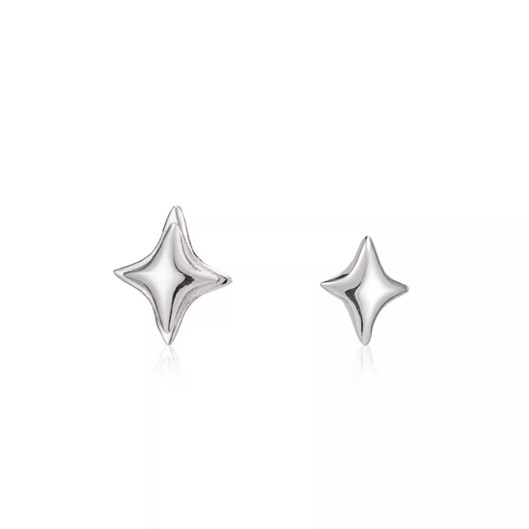 Asymmetric Double Star Earrings & Ring