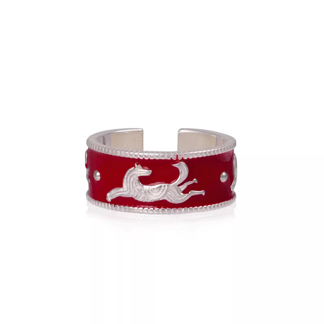 Galloping Horse Enamel Ring