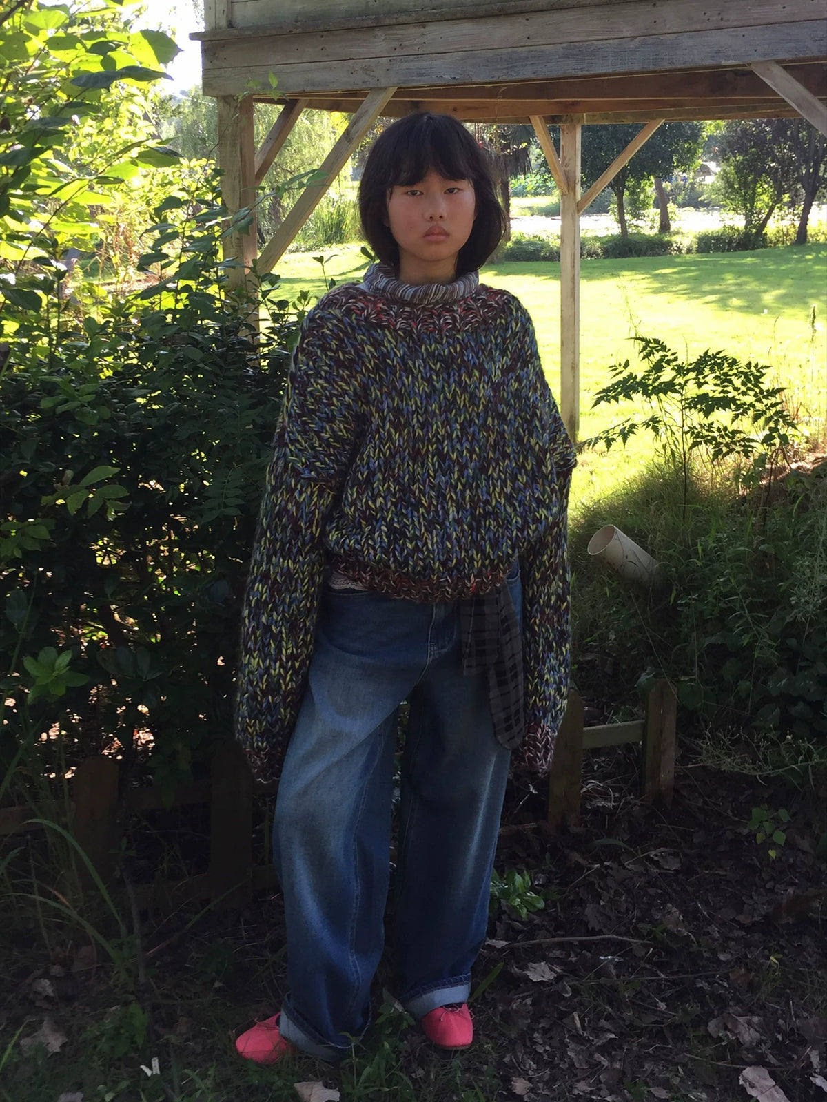 Heathered Chunky Mock-Neck Knit Sweater