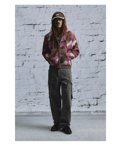 Distressed Print Canvas Cargo Pants product view