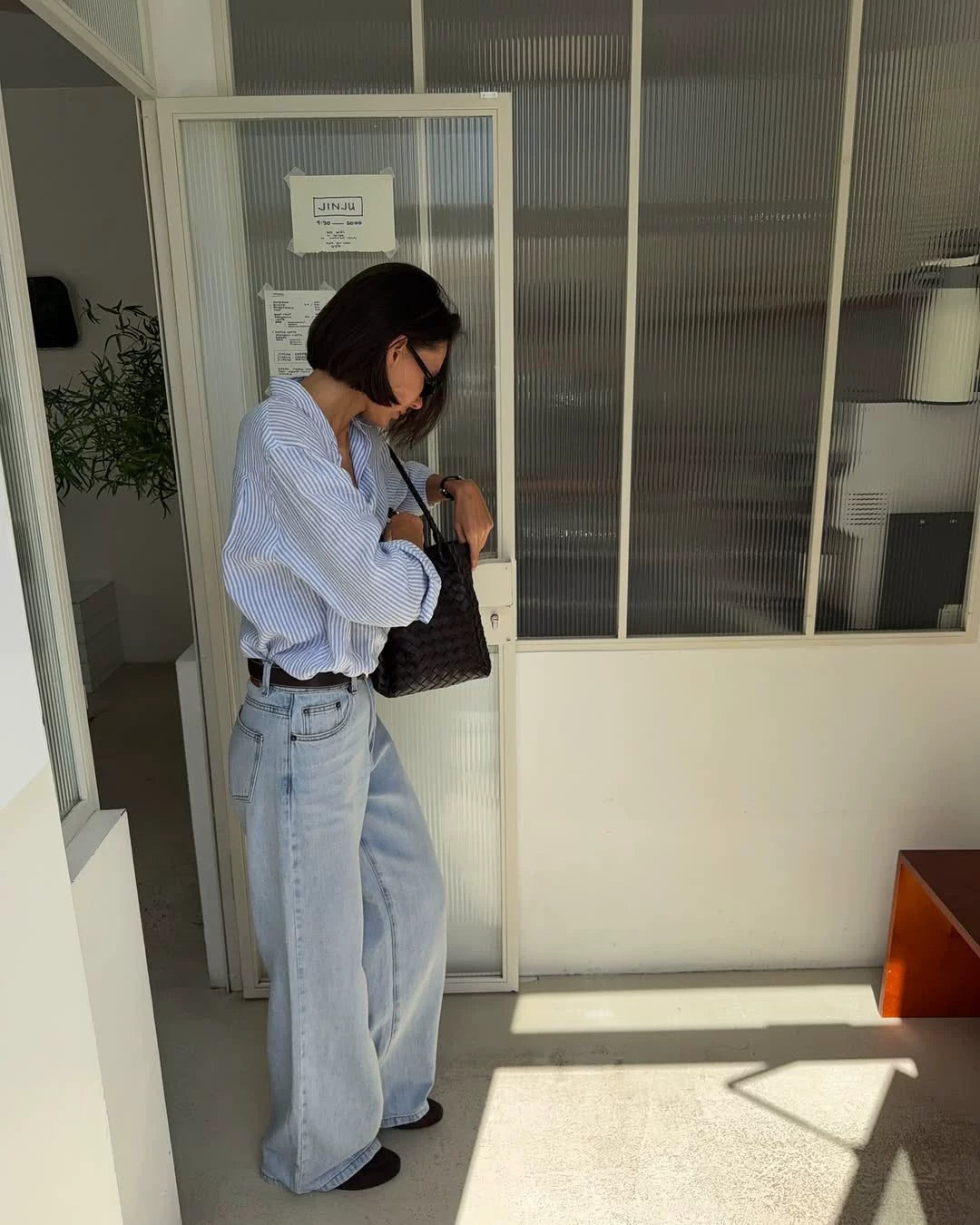 Striped Shirt & Straight-Leg Jeans Casual Separates