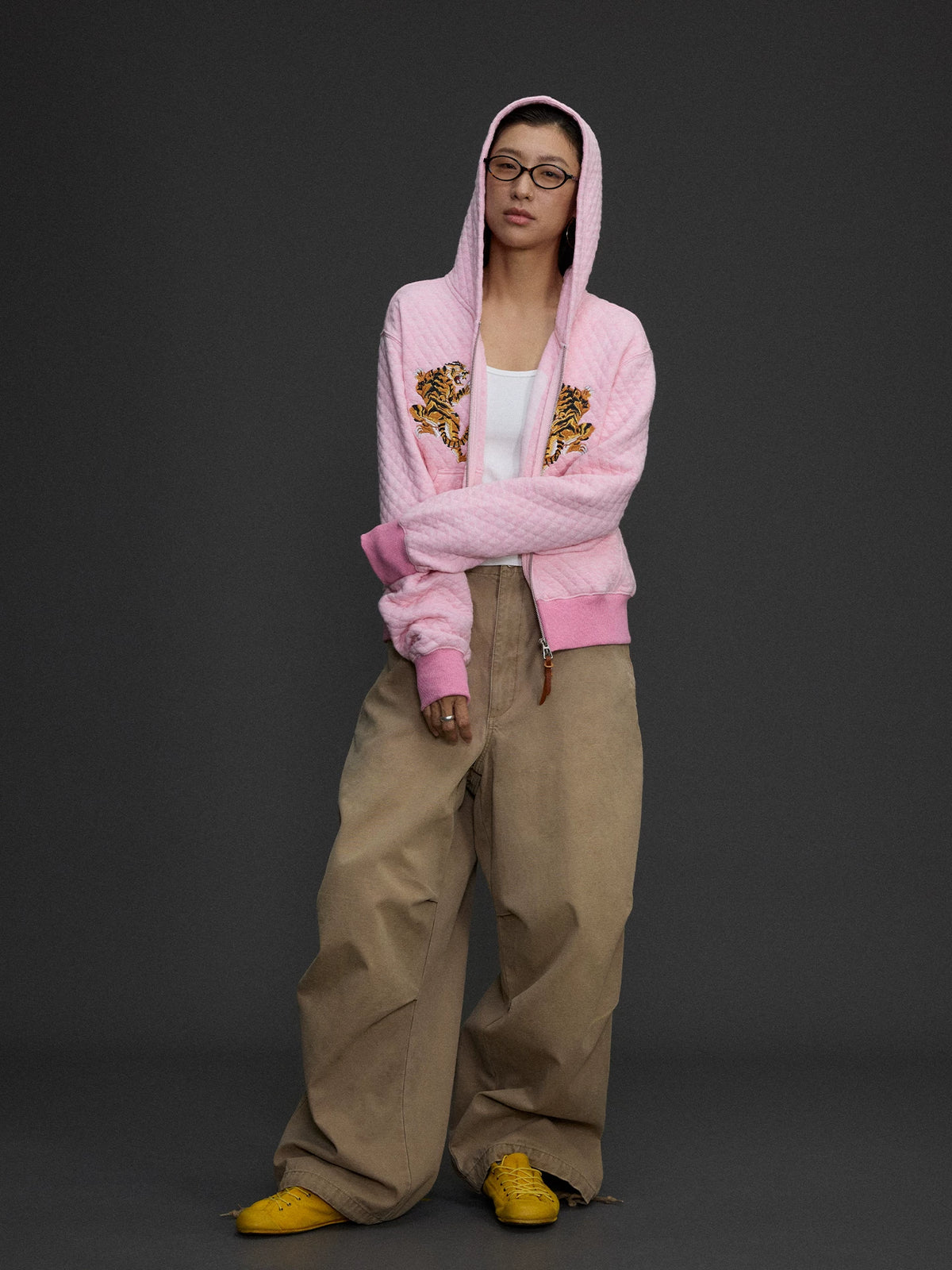 Embroidered Hooded Zip Jacket