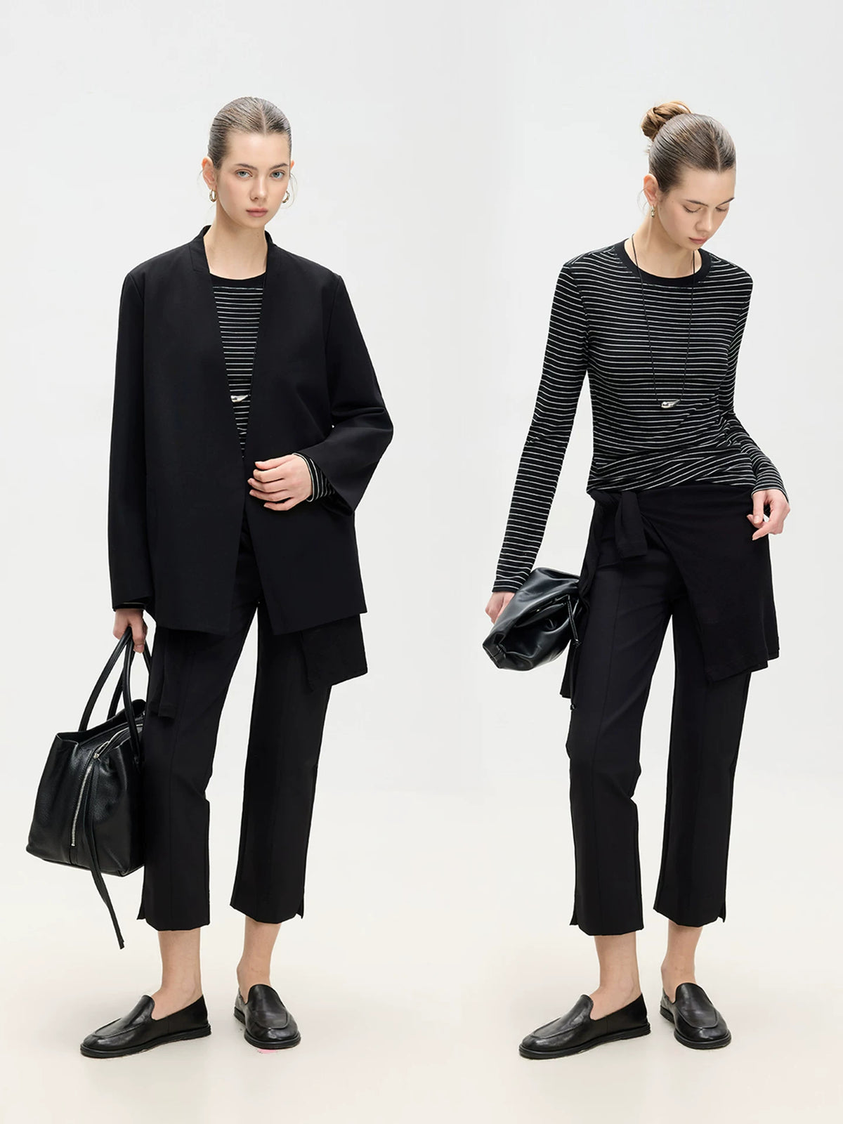 Tencel-Wool Striped Long Sleeve Top - 360 view 2