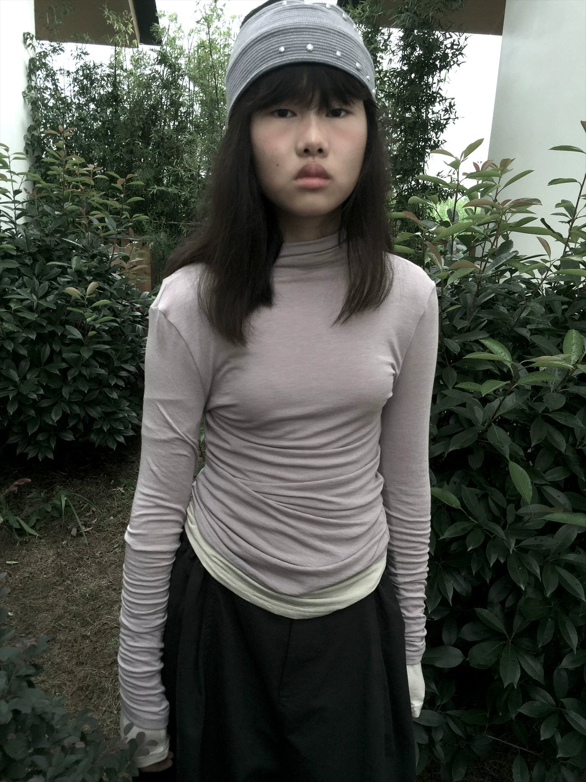 Mock Neck Fitted Long Sleeve Top