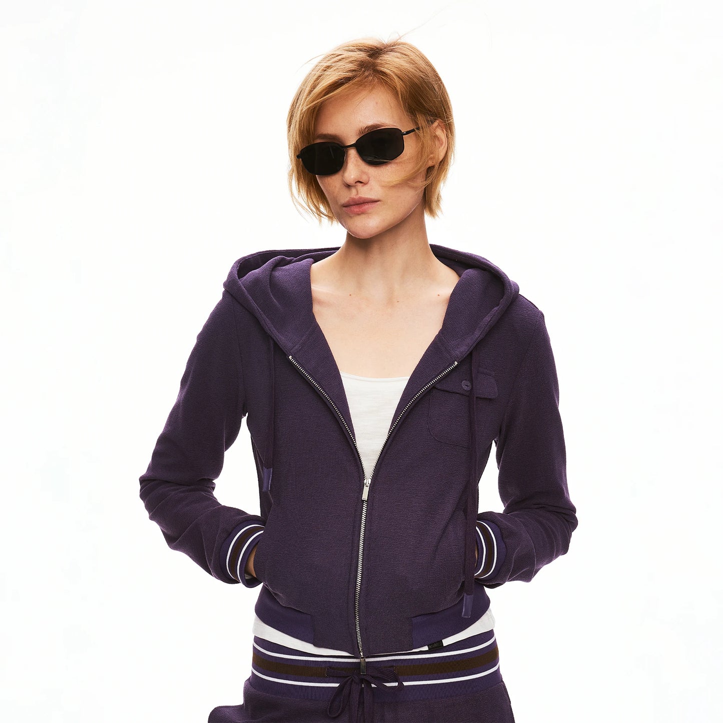 Textured Knit Relaxed Zip-Up Hoodie Set