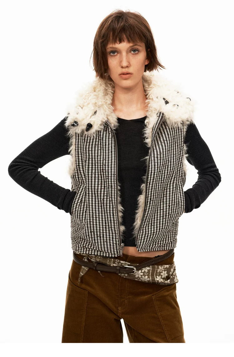 Reversible Check Fleece Vest - 360 view 19