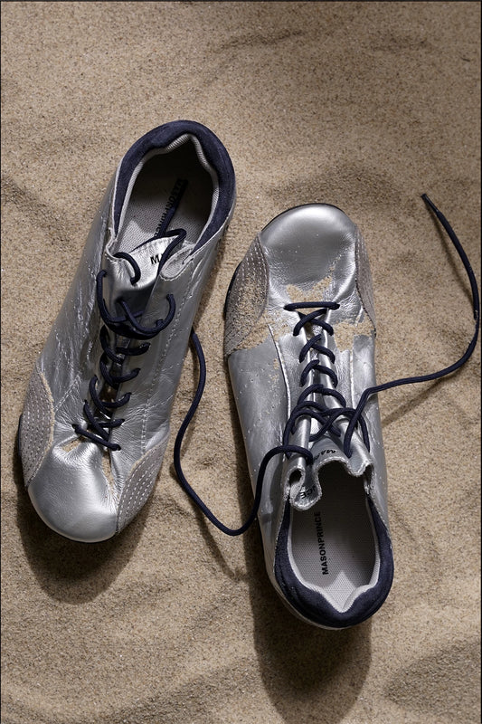 MASONPRINCE Silver Thin-Sole Trainer Sneakers