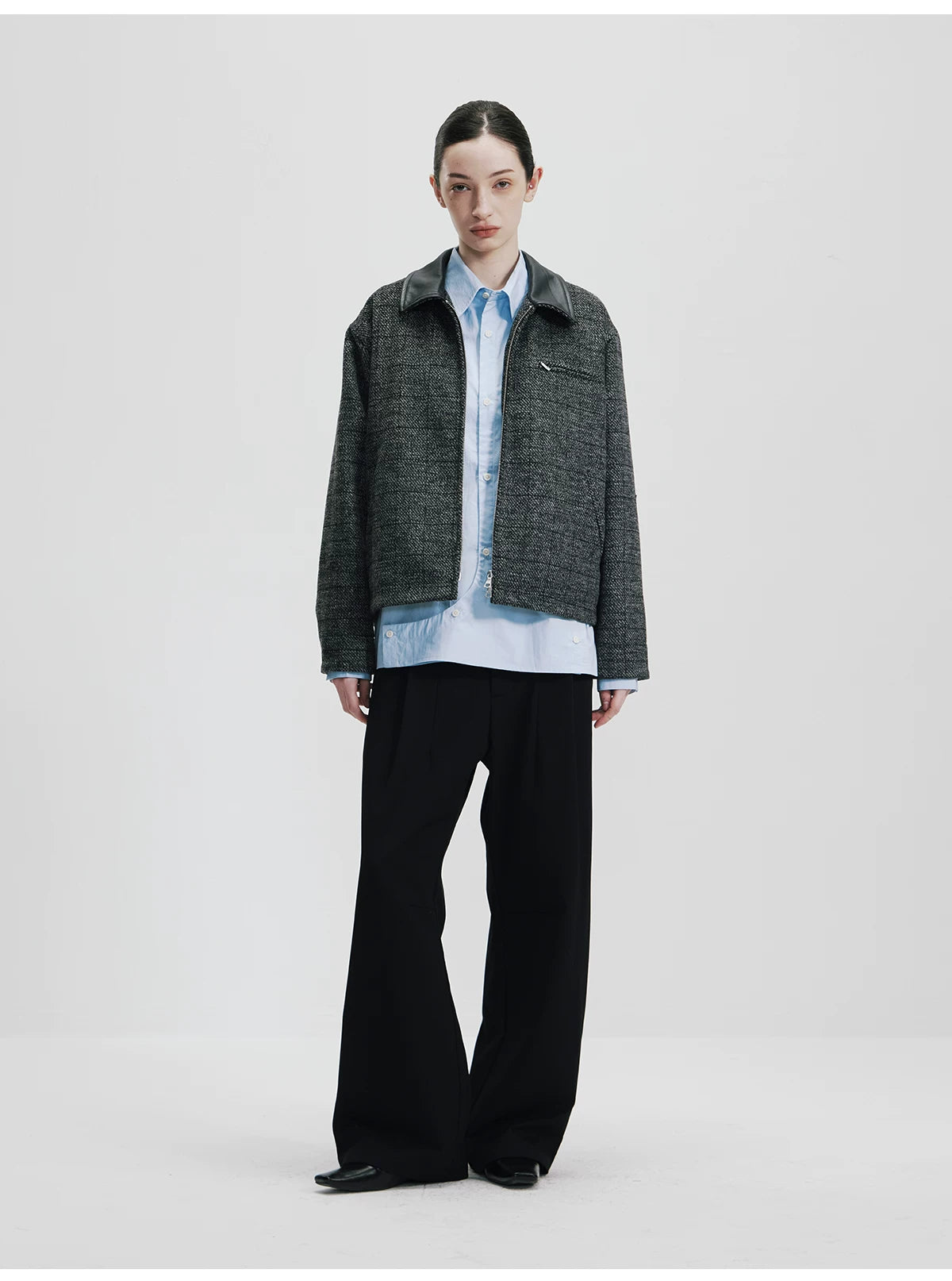 Whimnotion 25AW Wool Detroit Leather-Collar Jacket
