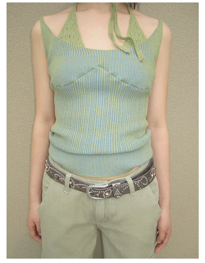 Cropped Knit Racerback Vest Top