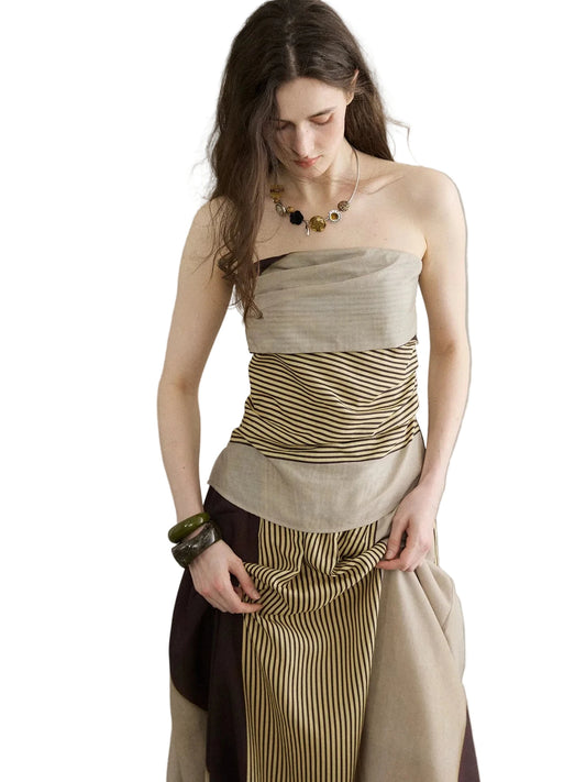 MOOFEEL Asymmetric Striped Top