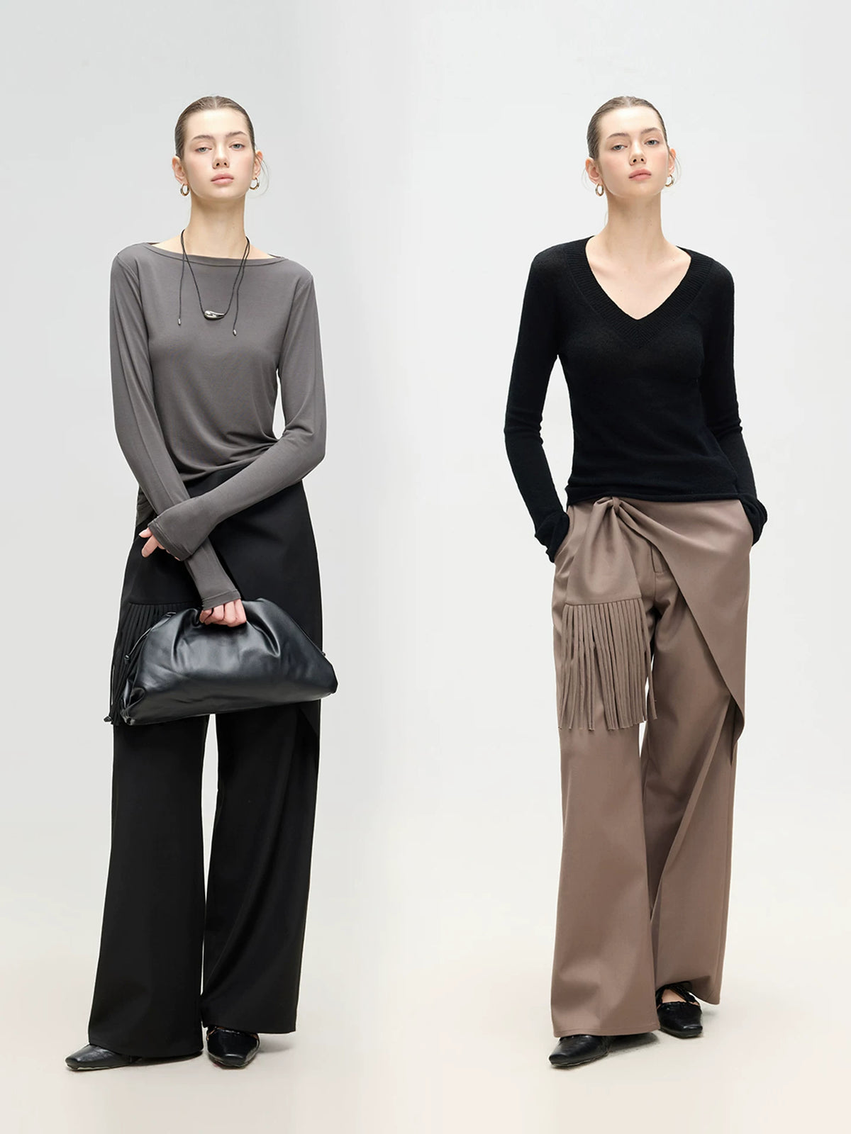 Fringed Belt Tailored Trousers