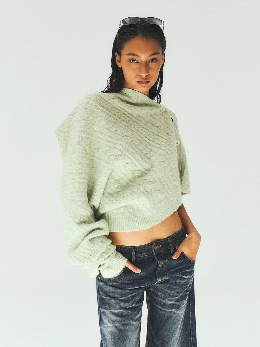Mint Wool Blend Cable Knit Sweater product photo