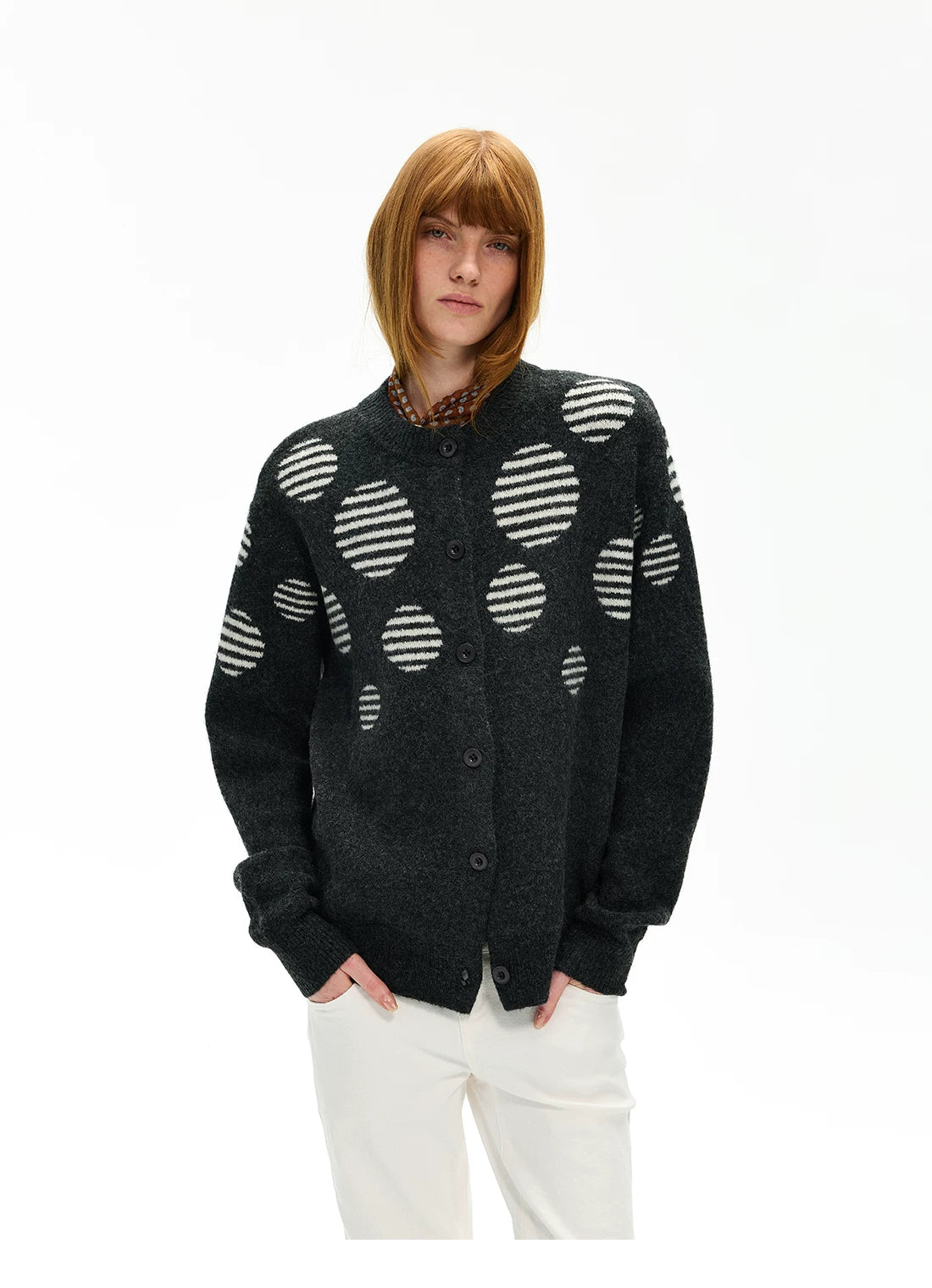Striped Dot Knit Cardigan