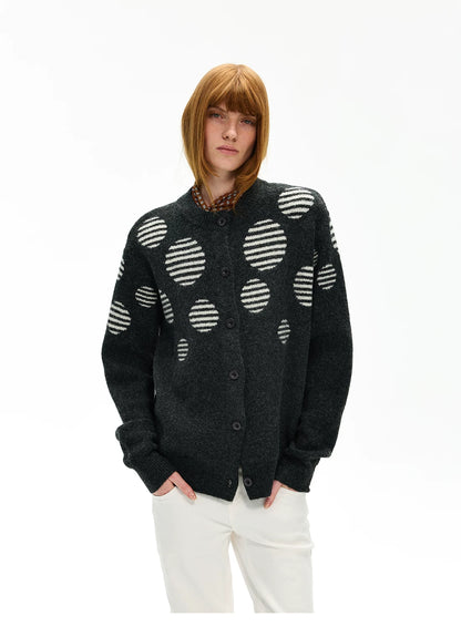 Striped Dot Knit Cardigan
